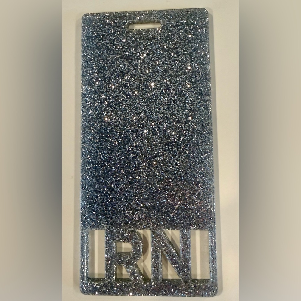 RN Badge Buddy Silver Glitter